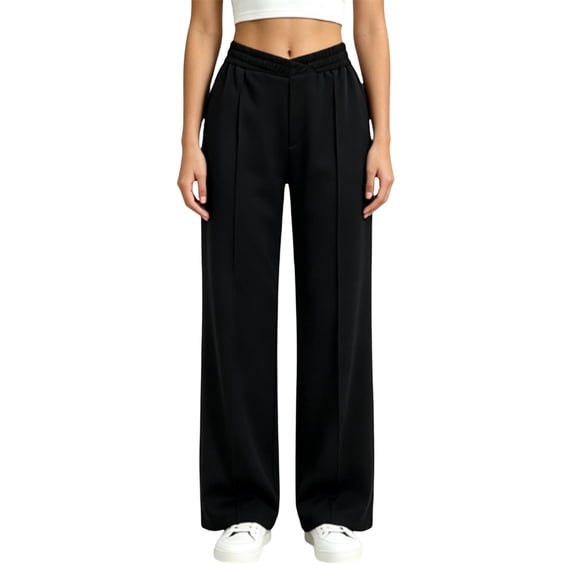 CPNG Girls Wide Leg Dress Pants Elastic Waist Front Straight Leg Trousers Casual Formal Pants for Daily School Wear