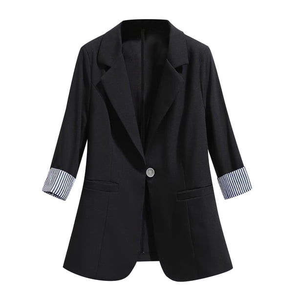 Gibobby Blazer para mujer Blazer de cuello alto para mujer de manga larga para otoño invierno chamarra de trabajo chamarra para mujer chamarra 2023(Negro,M)