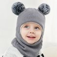 thumbnail image 3 of Gorro de invierno para niños, bufanda de una pieza, más gorro de terciopelo con protección para las orejas para niños y niñas, gorro de una pieza de lana de punto para bebés, 3 of 6