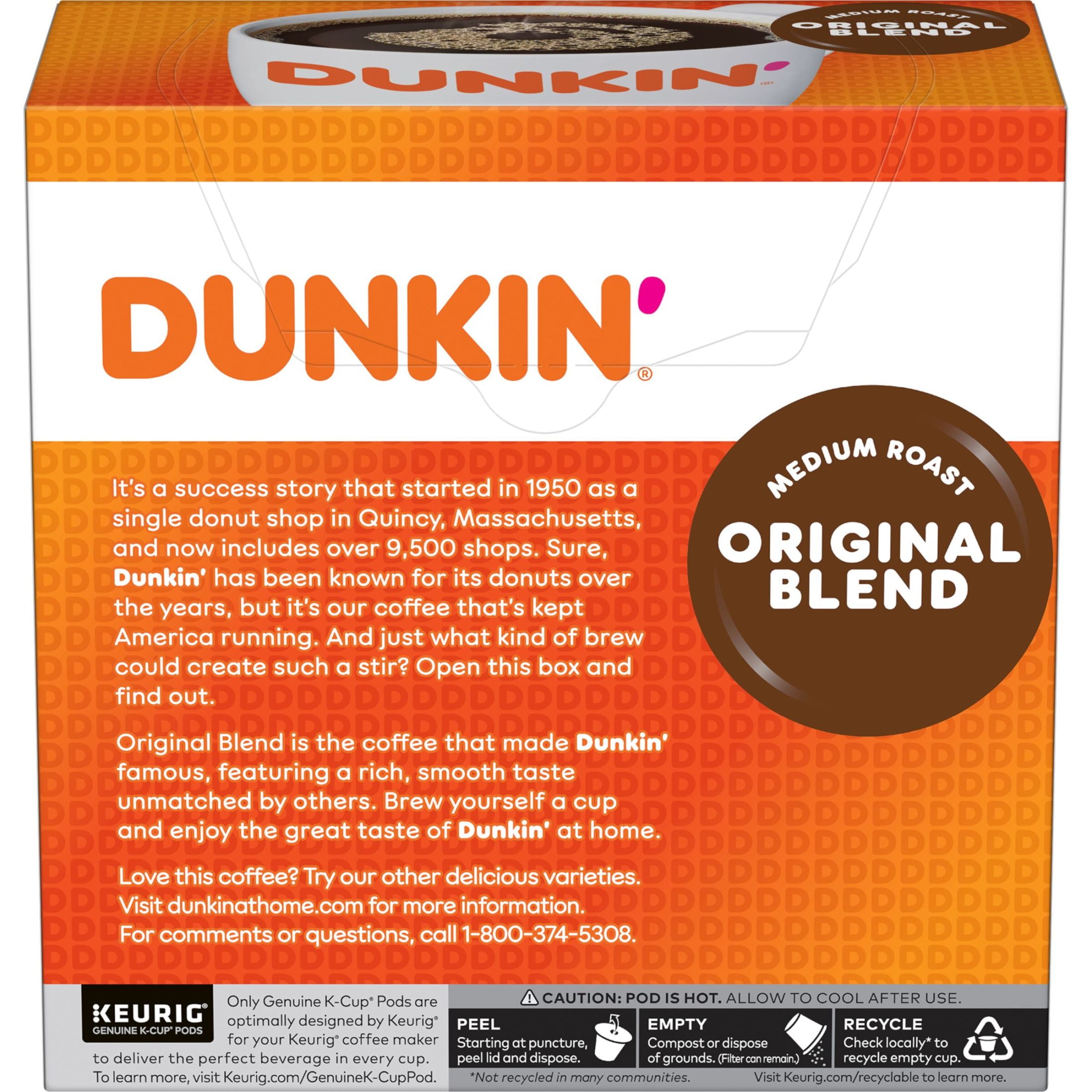 Dunkin’ Original Blend Medium Roast Coffee, Keurig K Cup Pods, 32 Count Box