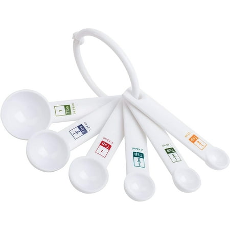 

6-Piece Plastic Measuring Spoon Set White 1.6 x 9 x 3 inches