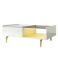 thumbnail image 4 of MODERNLUXE High Gloss Coffee Table with Storage,Rectangle Lift Top Coffee Table with Glass Top & LED Lights for Home Office,White, 4 of 7