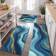 thumbnail image 2 of Blue Marble Gold Wave Pattern Kitchen Rugs Sets Of 3,Kitchen Runner Rugs Non Skid Washable,Decorative Kitchen Floor Mats for Kitchen,Sink,Laundry,17"x30"+ 17"x47" + 17"x59", 2 of 6