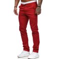 thumbnail image 3 of MRULIC jeans for men Slim Waist Full Trousers Men's Casual Solid Mid Pocket Length Fashion Pant Men's pants Men Casual Pants Red + L, 3 of 9