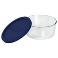 thumbnail image 2 of Pyrex 4-cup Glass Food Storage Container with Blue Lid, 2 of 8