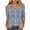 Blue, variant on Fancifize Womens Cold Shoulder Tops 3/4 Sleeve V Neck Print Shirts Casual Going Out Blouses Outfit Fall Loose Shirt