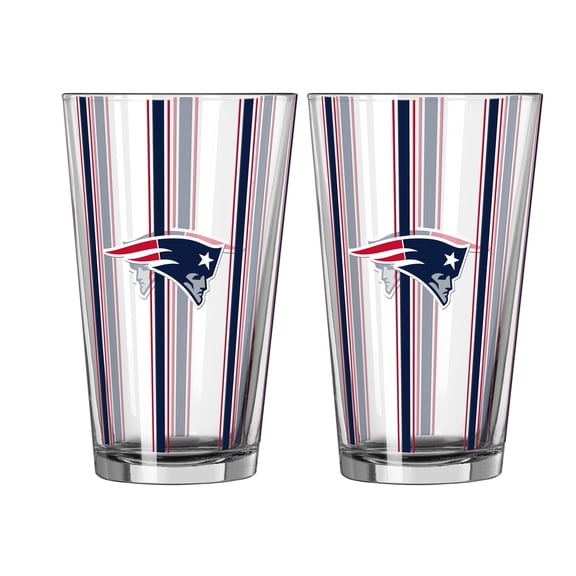 Logo Brands New England Patriots Two-Piece 16oz. Striped Pint Glass Set