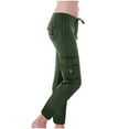thumbnail image 1 of Yuyuzo Leggings for Women Drawstring Low Waisted Cargo Pants Ankle Length Ribbed Knit Workout Tights with Flap Pockets, 1 of 5