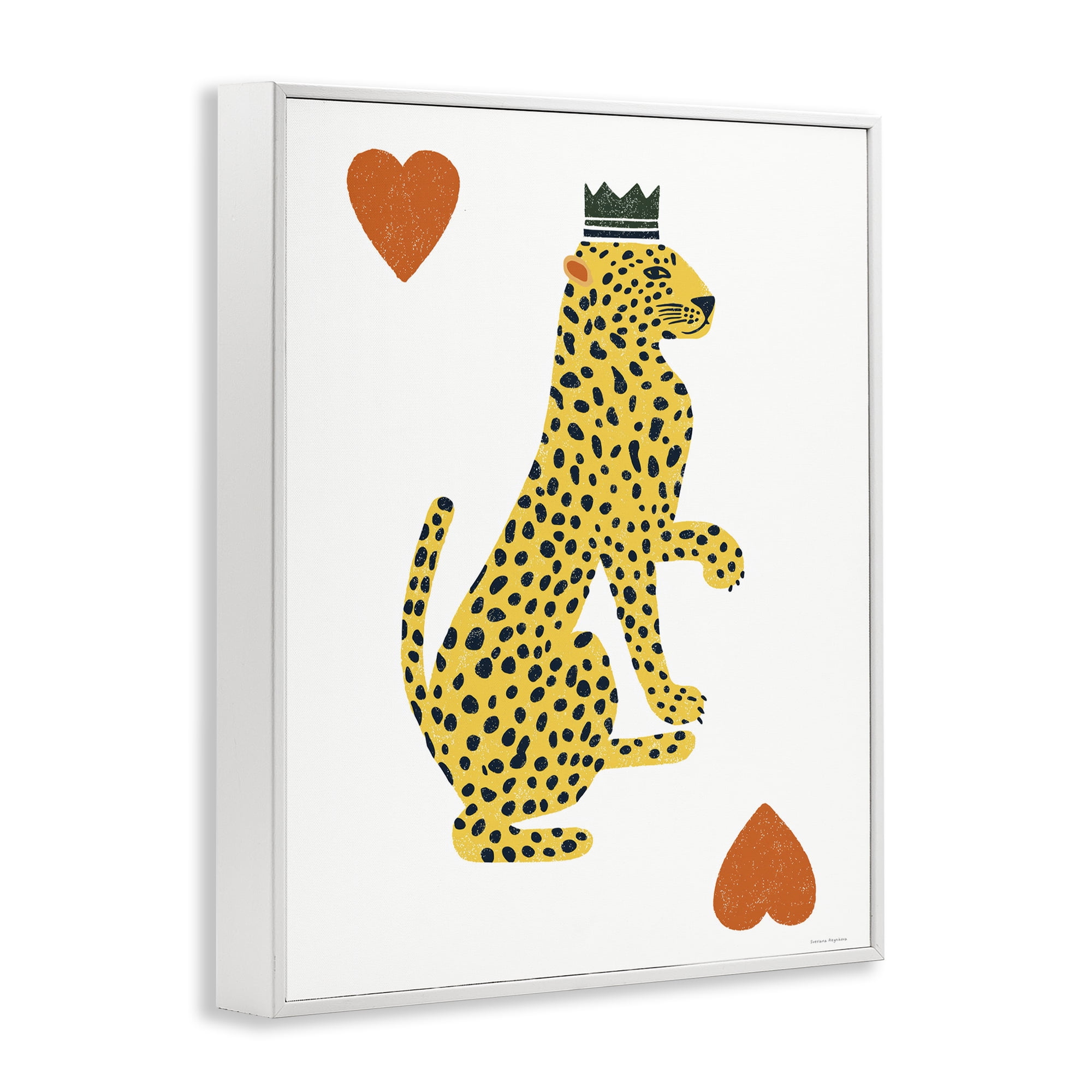 Leopard & Hearts Card White Framed Giclee Art, design by Svetlana Aleynikova