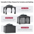 thumbnail image 3 of Sunjoy 12x10 ft. Outdoor Gazebo, Steel PC 2-Tier Roof Roof Hardtop Gazebo with Curtain and Netting,Kingston Series, Gray Aluminum Posts, 3 of 17