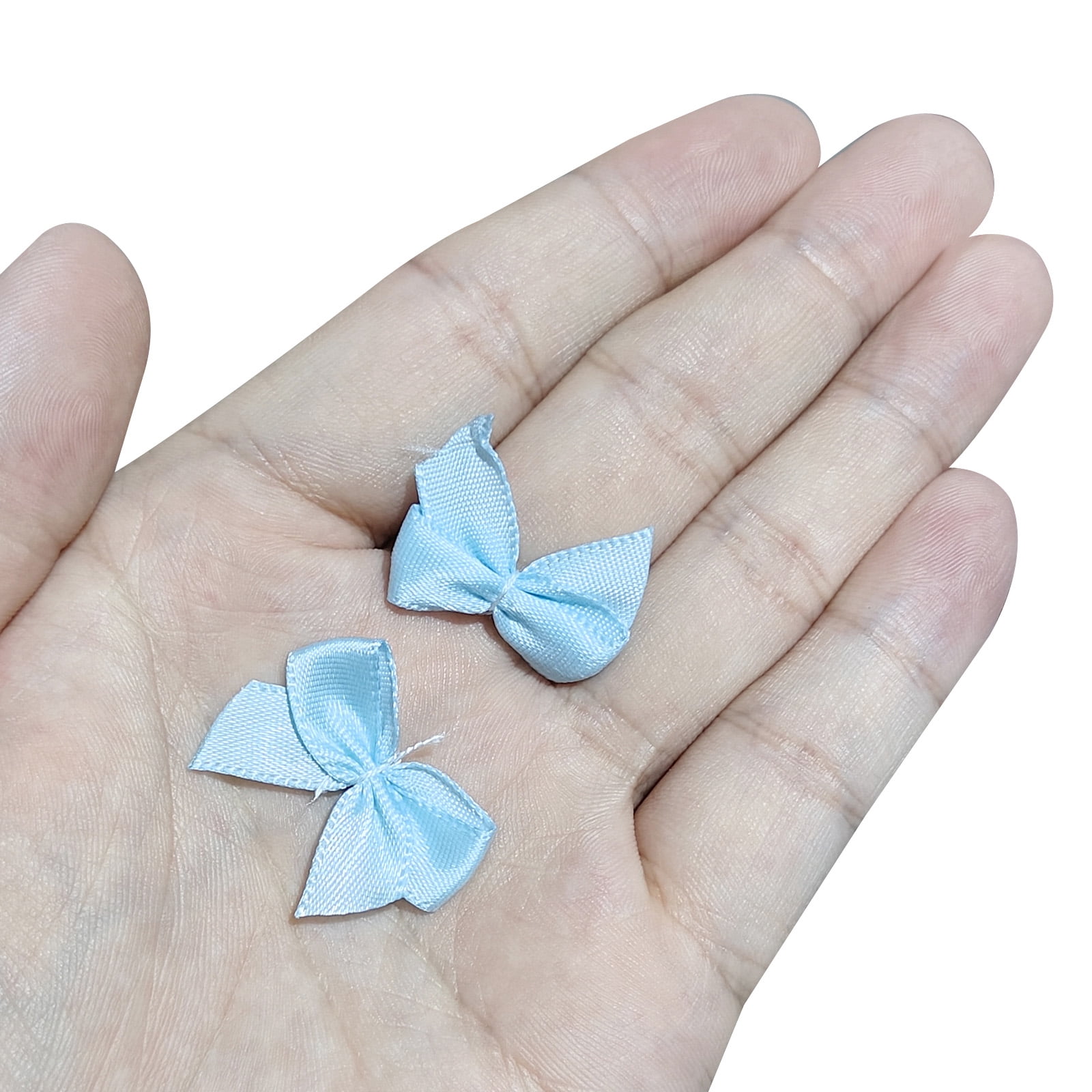 MECCANIXITY 50Pcs Mini Ribbon Bow 1.8 Inch Mini Fabric Satin Ribbon Flower Bows For Craft DIY Sewing Wedding Birthday Party Dark Red