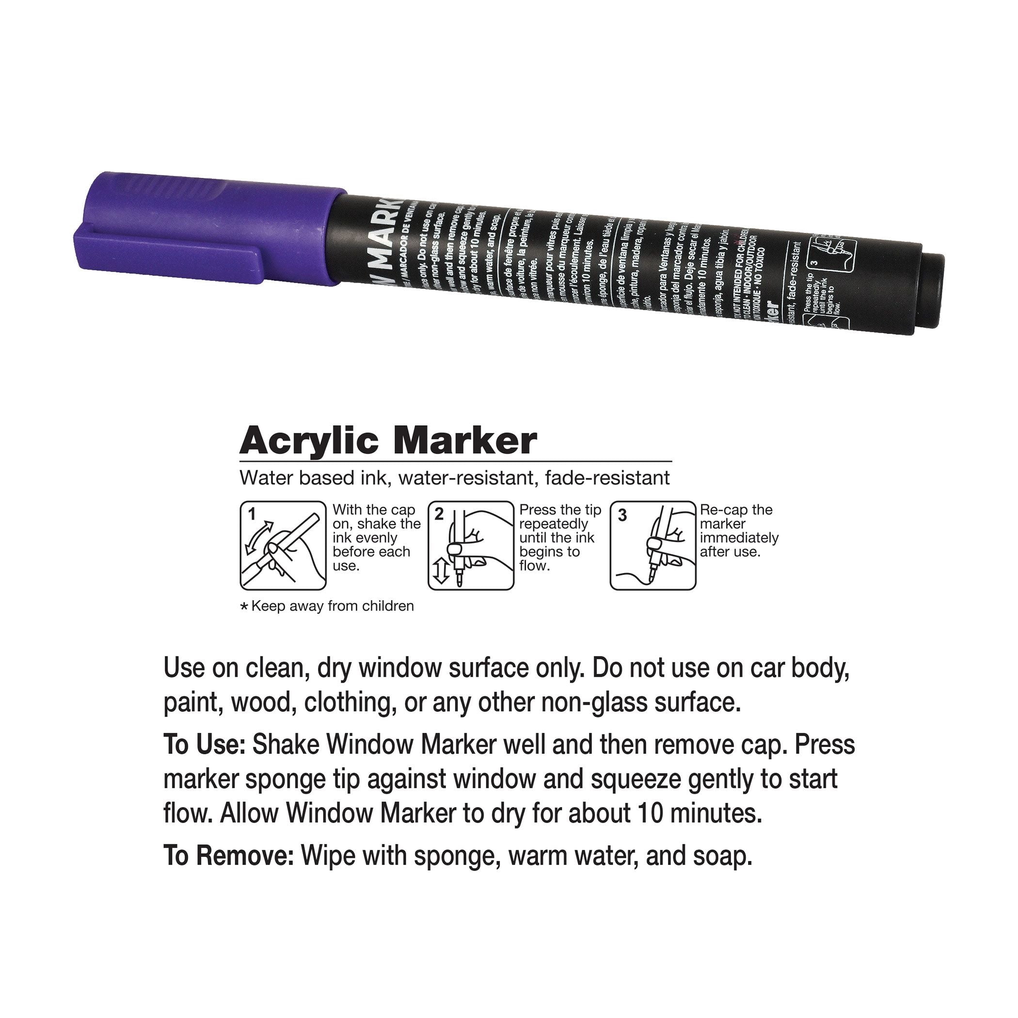 24 Pack Bulk Purple Washable Window Marker Indoor & Outdoor Use