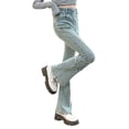 thumbnail image 6 of Coerni Girl's Flare Jeans High Waisted Bell Bottom Cute Star Baggy Denim Pants Ripped Pull on Bootcut Teen Straight Wide Leg Clothes, 6 of 8