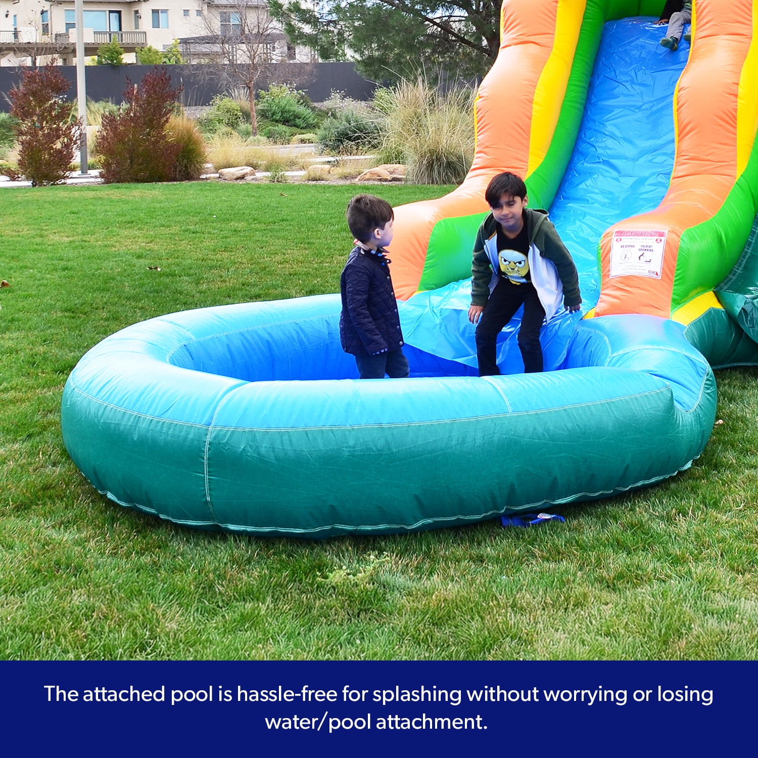 HeroKiddo Commercial Grade Tropical Inflatable Water Slide with Pool and Blower for Kids and Adults