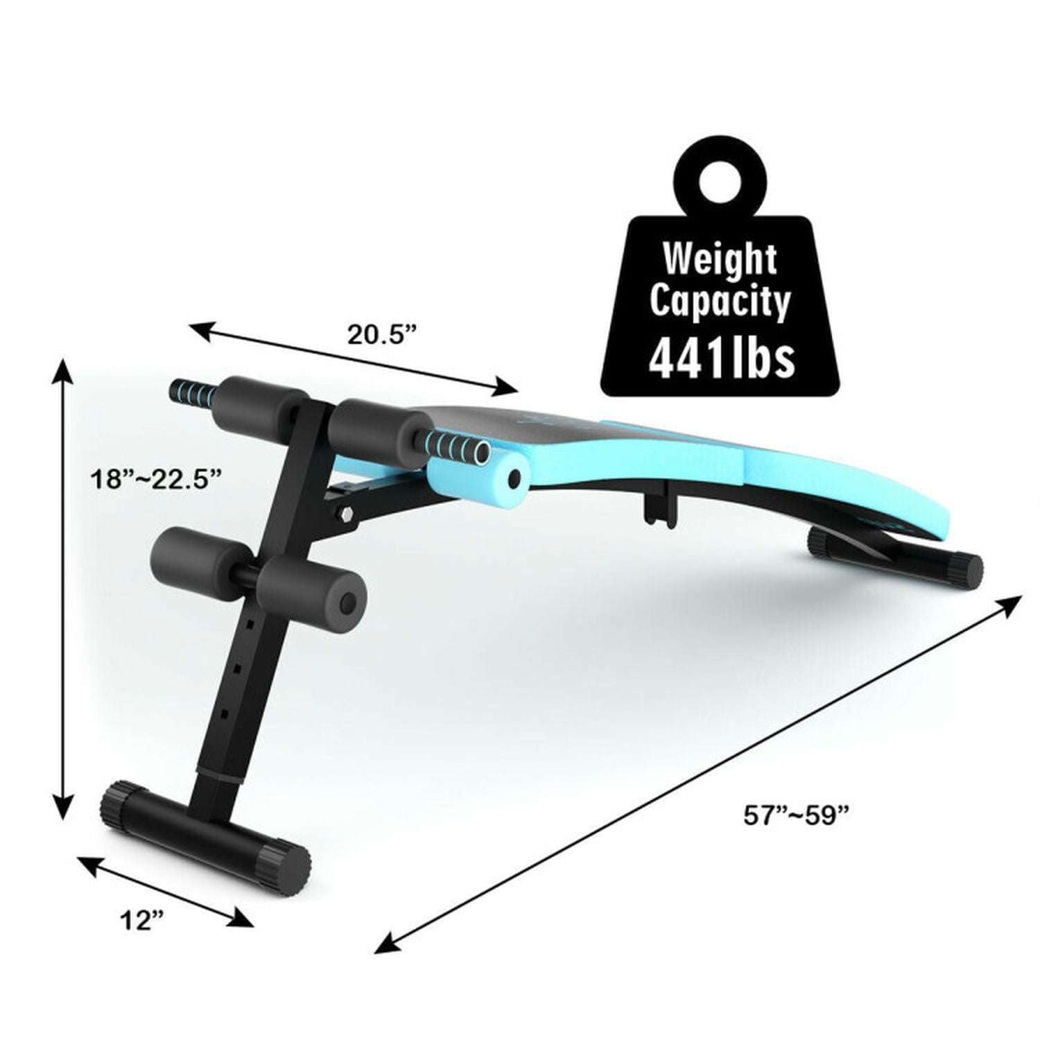 Kadyn Dumbbell Bench, Home Gym Strength Training Exercise Workout Bench, Abdominal Twister Trainer with Adjustable Height Exercise Bench-Blue