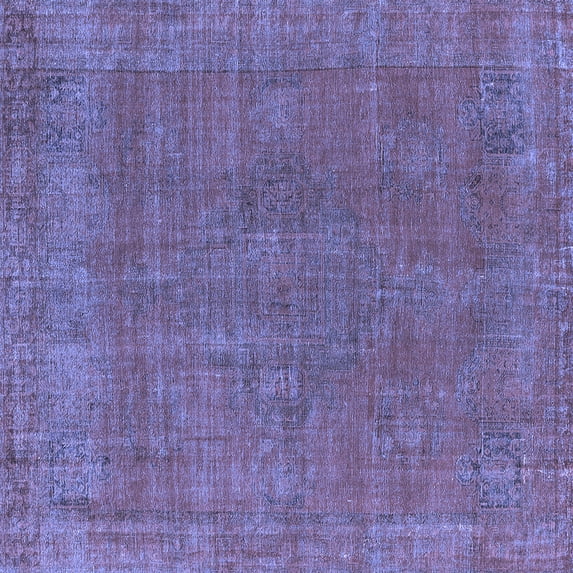 Ahgly Company Machine Washable Indoor Square Oriental Blue Industrial Area Rugs, 6' Square