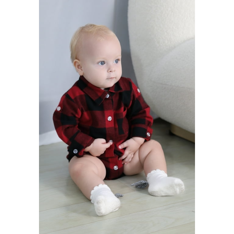 Bodysuit Newborn Flannel Onesie Christmas Buffalo Plaid Toddler
