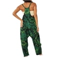 thumbnail image 5 of Sakmal Jumpsuits for Women Petite Green Summer Sleeveless Overalls Long V Neck Wide Leg Floral Pants with Pockets, 5 of 5
