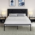 thumbnail image 2 of Allewie Full Size Metal Bed Frame with Geometric Faux Leather Headboard & Underbed Storage, Black, 2 of 9
