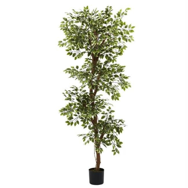 Decorative Natural Looking Artificial Potted 6' Ficus Silk Tree Faux Fake Plants 