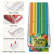 Tea Bag Organizer, Tea Bag Holder Box Storage Bin, Clear Tea Packet Plastic Drawer, Sugar Packet, Coffee, Condiment, Tea Spice Bag Holder for Kitchen Cabinet, Countertop, Fridge