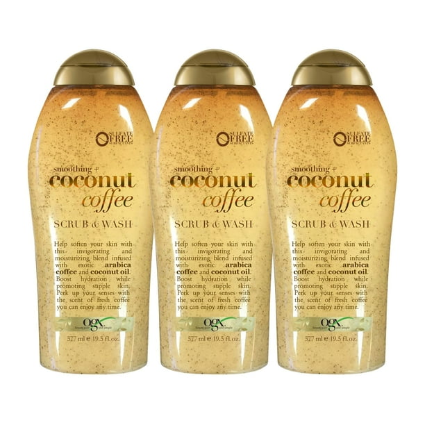 OGX Smoothing + Coconut Coffee Exfoliating Body Scrub with Arabica Coffee & Coconut Oil, Moisturizing Body Wash for Dry Skin, Paraben-Free with Sulfate-Free Surfactants, 19.5 Fl Oz (pa Ogx NA