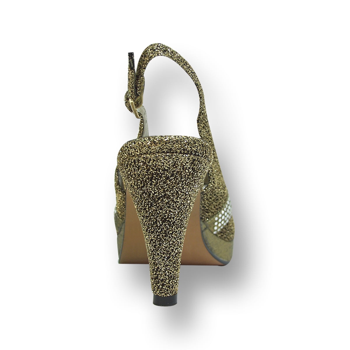 FLORAL Tiffany Women's Wide Width High Heel Slingback Platform Pump GOLD 6.5