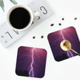 thumbnail image 5 of Pofeuu Thunderstorm Violet Purple Print Leather Coasters Set of 6, Round Cups Mugs Mat Pad for Home Kitchen Heat Resistant Drink Coasters,Square, 5 of 7