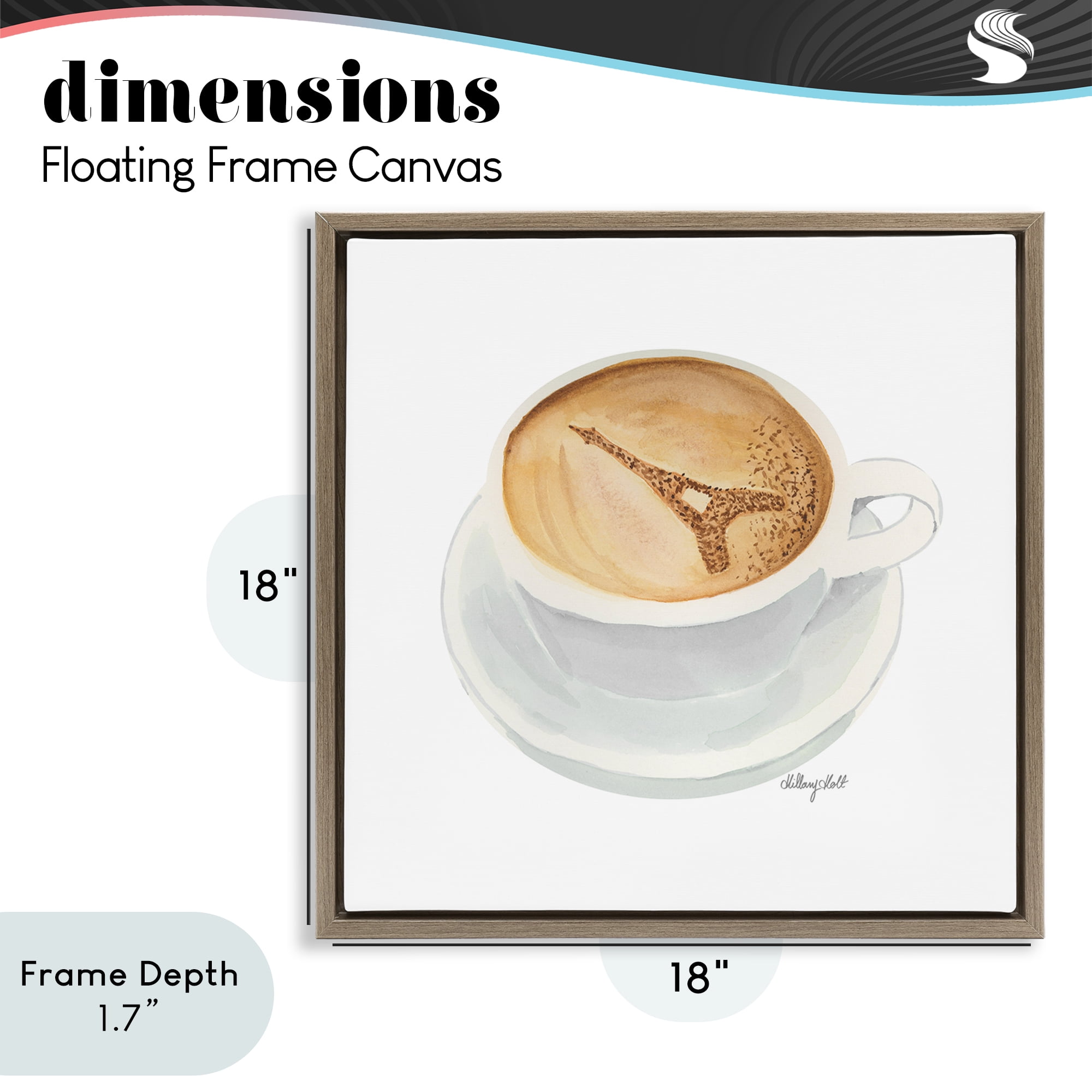 Stupell Industries Eiffel Tower Latte Brown Framed Floater Canvas Wall Art, design by Hillary Holt