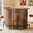 thumbnail image 5 of Finmind 39.4" H 4-Tier Bar Table with Footrest, Arc-Shaped Modern Wine Bar Cabinet for Home Pub, Living Room, Small Spaces, Rustic Brown & Black, 5 of 7
