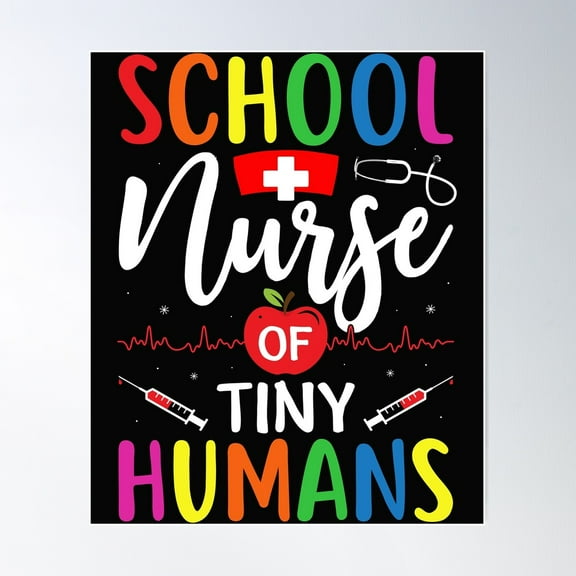 Funny School Nurse Of Tiny Humans Back To School Gifts Poster Wall Art, Modern Wall Decor, 8x12 UNFRAMED