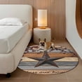 thumbnail image 3 of Country Stars Washable Round Area Rug 4 ft, Vintage Rust Black Star Berry Brown Light Blue Wood Grain, Soft Non Slip Rugs Stain Repellent Indoor Felt Carpet for Living Dining Room Bedroom Home Office, 3 of 9