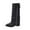 Black Middle Knee High Boots, variant on Knee-High Boots for Women Casual Winter Style Pointed Toe Side Zipper Thick Mid-Heel Footwear for Outdoor and Indoor Events