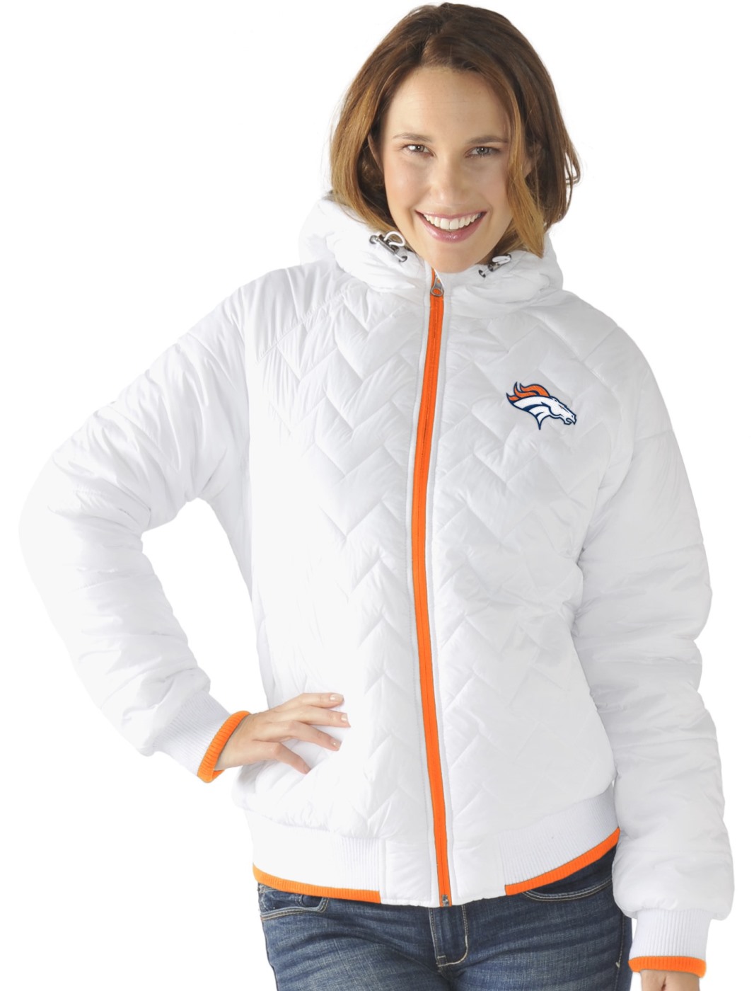 Denver Broncos Women's NFL G-III "Drop Back" Full Zip Hooded Quilted Jacket by G-III Sports