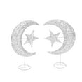 thumbnail image 2 of Wrought Iron Christmas Tree Topper Glittering Star and Moon Treetop Home Decor Party Supplies (Silver 20cm), 2 of 6