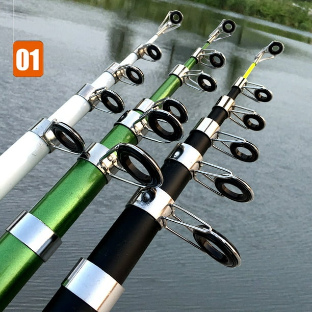 White Spinning Fishing Rod FRP + Carbon Fiber Telescopic Fishing Rods  2.1-3.6M