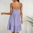 thumbnail image 4 of JIAYUE Women's Dress Above Knee Casual Ruffle Tiered Swing Flowy Sleeveless Spaghetti Strap V Neck A Line Solid Color Trendy Female Dresses, 4 of 7