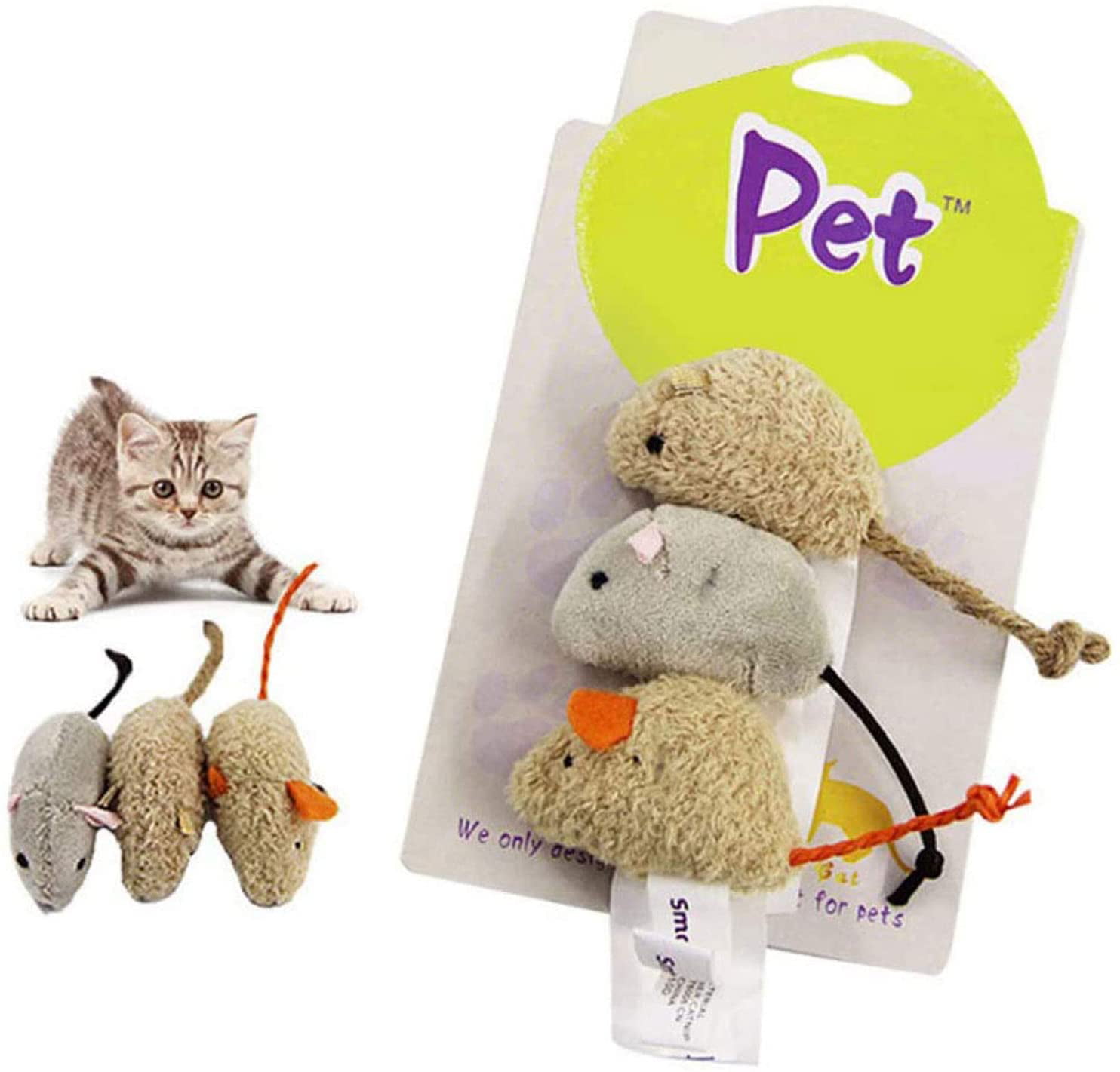 NICE Plush Mouse Pet Cat Toy Kitten Refill Mice Fun Interactive Play Toy Catnip 
