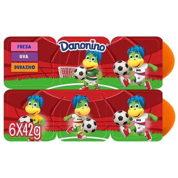 Queso petit suisse Danonino sabor fresa, uva y durazno 6 pzas de 42 g c/u