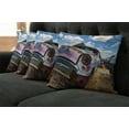 thumbnail image 2 of Ambesonne Vintage Throw Pillow Cover 4 Pack, Rusty Abandoned Cars, 24", Pale Coffee and Blue, 2 of 6