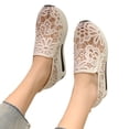 thumbnail image 3 of IUJSOY Loafers for Women Slip on Platform Sneakers Embroidery Mesh Wedge Sandals Walking Shoes, 3 of 6