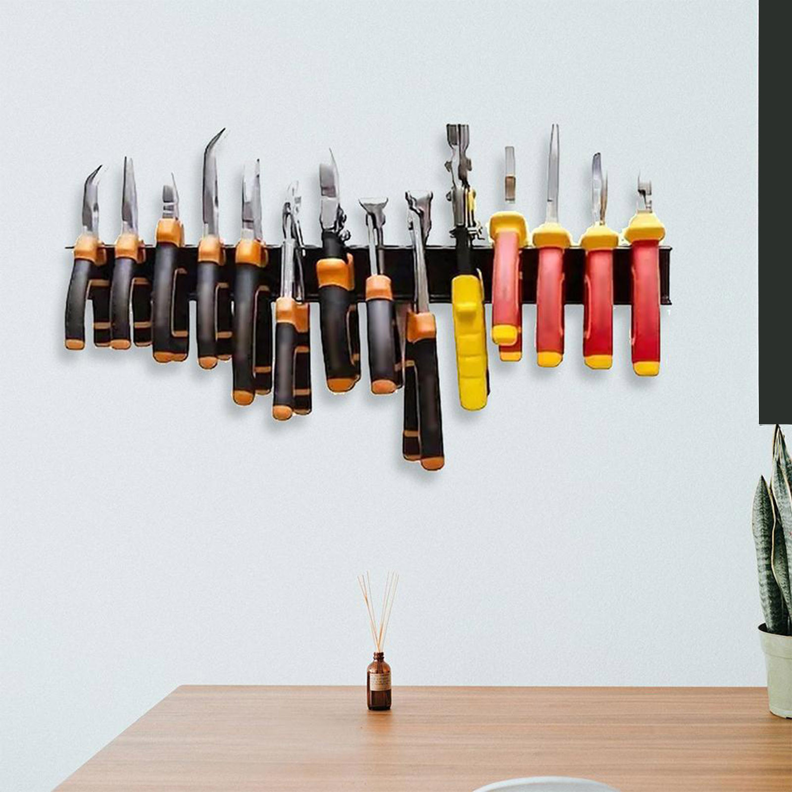 2 Porte-Outils Mural En Acier Carbone - Support Tournevis 14 Trou, 40x4.5x4 Cm, Pour Atelier Garage Maison