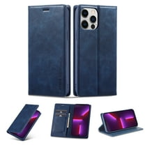 TECH CIRCLE RFID Blocking Wallet Phone Case for Apple iPhone 13 Pro,Drop Protection Luxury Plain PU Leather TPU Interior Magnetic Flip Kickstand Card Slots Phone Case,Blue