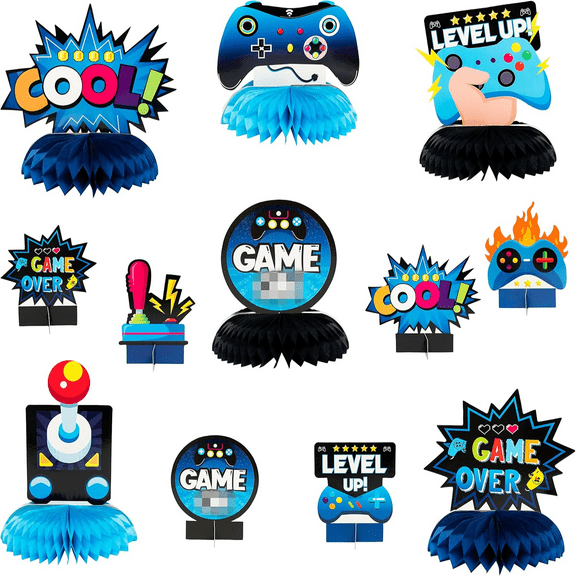 GROBRO7 Blue Game Honeycomb Centerpieces Paper Table Topper For Party Decor,12 Count