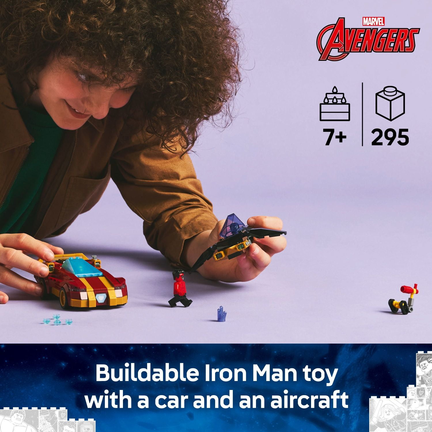 LEGO Super Heroes Marvel Iron Man Car & Black Panther vs. Red Hul 76310