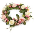 thumbnail image 3 of Corona de flores artificiales/guirnalda de flores artificial hecha a mano flores rosas guirnalda para Feliz Sencillez, 3 of 5