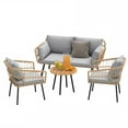 thumbnail image 3 of Craftian Outdoor Conversation Set,4-Piece Bistro Set with Loveseat for Patio Furniture Set - Gray, 3 of 9