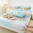 thumbnail image 3 of jejeloiu Ocean Shell Coral Queen Sheet Sets,Kawaii Sealife Starfish Flat Sheet,Hawaii Sea Beach Queen Fitted Sheet For Child,Super Cozy Room Decor,4 Pieces, 3 of 7