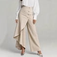thumbnail image 2 of QURATI Women's Jeans Denim Pants Retro Jeans Irregular Splicing Jeans Flare Jeans Streetwear Womens Bottoms Beige L, 2 of 4