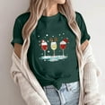thumbnail image 2 of Odeerbi Christmas Shirts For Women Crewneck Tops Fashion Short Sleeve Printing Casual Blouse Green, 2 of 6